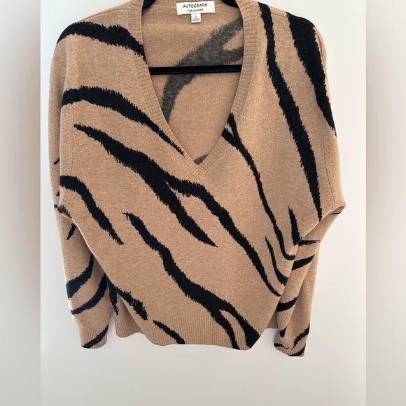 Autograph pure cashmere sweater with camel and black zebra stripes. Size l - XL - Picture 1 of 5